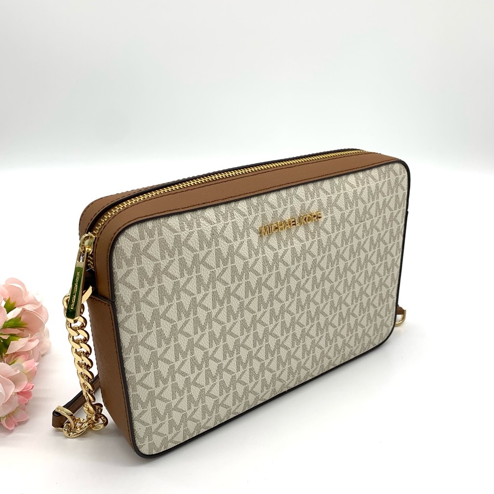 MICHAEL KORS JET SET LARGE EW CROSSBODY BAG IN VANILLA - Picture 3 of 12